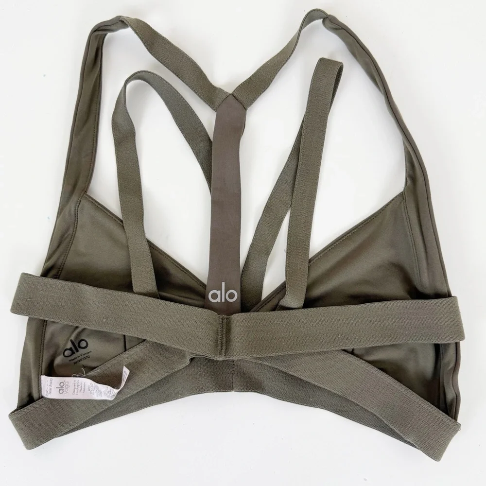 Alo Yoga Nadi Bra in Olive Branch - Picture 4 of 7
